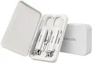Nail Clipper Set 5Pcs,Portable Nail Scissors Grooming Kit,Ear Spoon & Nail File Kit in Travel Case,Sharp Straight & Curved & Slant Cutting Blades,Stainless Steel Pedicure Manicure Kit