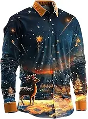 [Generic] Apparel Shirt Loose Christmas Santa Snowman Pattern Long Sleeved Shirt Long Sleeve Heat