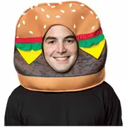 Cheeseburger Hamburger Burger Fast Food Funny Unisex Costume Open Face Mask