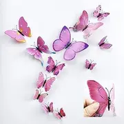 36pcs 3D Colorful Butterfly Wall Stickers DIY Art Decor Crafts for Party Nursery Classroom Offices Kids Girl Boy Baby Bedroom Bathroom Living Room Magnets and Glue Sticker Set 1(RED-Single Wing)