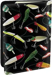[JEJEA] Fishing Lure Print Travel Organizer Credit Cards Case Passport BookPassport Holder Cover Wallet forTraveling,, Black, One Size