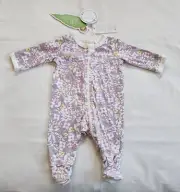 May Gibbs Flower Baby Printed Long Sleeve Zip Coverall Romper Size 0 New