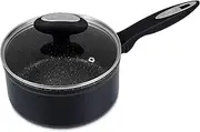 Zyliss Ultimate Non-Stick Saucepan with Lid 20cm/2.6L | Forged Aluminium | Rockpearl Plus Non-Stick Technology | Oven Safe up to 180°C | Tempered Glass Lid | 10-Year Non-Stick Guarantee | Black
