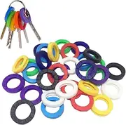 Supkeyer 40Pcs Rubber Key Caps Covers Tags Novelty Stretchy Key Identifier Coding Rings Head (Assorted 8 Colors)