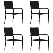 Garden Dining Chairs 4 pcs Stackable Black Poly Rattan vidaXL