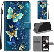 [SATURCASE] Case for Google Pixel 7A, Beautiful PU Leather Flip Magnet Wallet Stand Card Slots Hand Strap Protective Cover for Google Pixel 7A (DY-21)