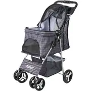 Travel Pet Pram with Seat belts buckle, Removable Cushion Dog Car Seat, Puppy Pushchair with Coffee Cup Holder