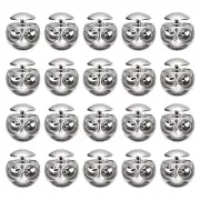 20Pcs Alloy Spring Cord Lock Ends Toggle for Shoelaces Bright Silver 17.6x19.6mm