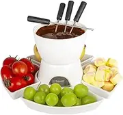 Ceramic Chocolate Fondue Set, Ice Cream Haagen Dazs Fondue Pot for Melting Cheese, Chocolate, Butter, Caramel, Suitable for Kitchen, Outdoor Camping, Party, Picnic, White.
