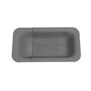 Over the Sink Colander Strainer Basket, Wash Vegetables and Fruits, Drain Cooked Pasta and Dry Dishes (50 x 20 cm) Gray