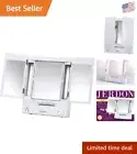 Portable Trifold Makeup Mirror with Adjustable Lighting & Magnification Options