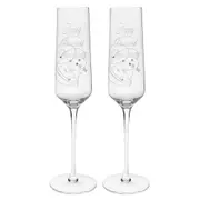 2pc Gibson Gifts Diamond Anniversary Flutes Wine Glasses Drinkware Set Clear