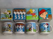 NIP LOT OF 4 Vintage 1958 Snoopy Peanuts Willits Designs Players Coffee Mug Cup