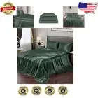 Luxurious King Satin Bed Sheets Set in Forest Green - Silky Soft & Elegant