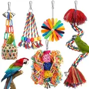 Bird Toys Bird Rope Perch with Bell Colorful Bird Chewing Shredding Foraging ...