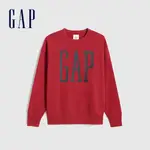 GAP 男女同款 LOGO大學T 碳素軟磨系列-紅色(619782)