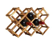 10 Bottles Capacity Foldable Free Standing Wooden Wine Rack Countertop Wine Racks,Storage Wine Rack