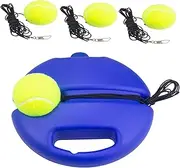 T4U888 Tennis Trainer Rebound Ball, Tennis Practice Trainer Gear Tennis Training Equipment Kit with 1 Trainer Base 4 Elastic Ropes & 4 Balls for Beginners, Kids, Adults