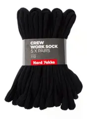 Hard Yakka 5 Pack Black Work Socks