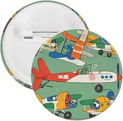 [YTLKGFP] Buttons Badge 5 Pcs Many Cartoon Small Airplanes Printed Button Pins Decorations Tinplate Round Badge for Clothes Bags Hats Jeans And More, 2.3 inch, plastic tinplate, no gemstone