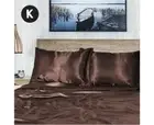 King Size Chocolate 1000TC Silk Silky Feel Satin Sheet Set