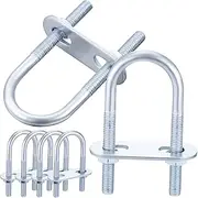 CHILDWEET 6 Pcs U-Bolt Set Clamp for Metric Assorted U-Bolts U Bolt Saddle Fastener U Bolts Car Bolt Round Steel U-Bolt with Bracket Shaped Automotive Marine All Type Stainless Steel Silver