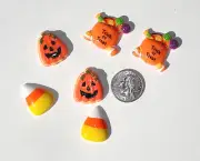 Halloween Trick or Treat Resin Flatbacks hair bow scrapbooking craft glue on