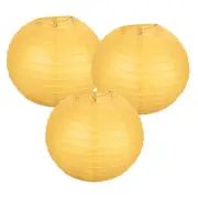 3Pcs Decorative Hanging Round Paper Lanterns 25cm/10", Yellow