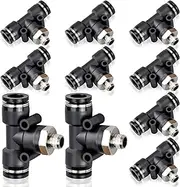 Bwintech PB-4-01 Male Branch T 4 mm Pipe OD x 1/8 Inch BSP Thread Push-to-Connect Fittings Pack of 10