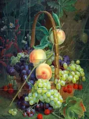Still life of fruits in a basket Tile Mural Kitchen Bathroom Wall Backsplash