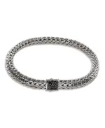 John Hardy Sterling Silver Icon Bracelet with Pave Black Sapphire, 6.5mm
