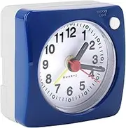 Blue Small Silent Travel Alarm Clock, Bedside LED Little Light Non Ticking Battery Operated Quiet Display Analogue Alarm Clocks with Snooze Nightlight Function for Heavy Sleepers Bedroom Travel