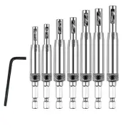 1/4in Hex Self Centering Hinge Hardware Drill Bit Set Fit 5/64in, 7/64in Size