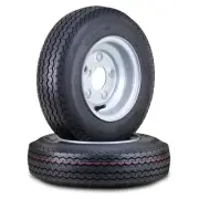 2 WANDA Trailer Tire Wheel Assembly 4.80-8 6-Ply w/5 Lugs on 4.5" PCD Silver Rim