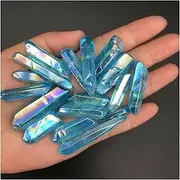 ST 50g Electroplated Red Titanium Rainbow Aura Lemurian Quartz Crystal Point Healing Stones Decor Natural Stones and Minerals TL203 (Color : Light Blue)