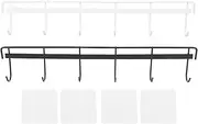 Wall Mounted Coat Rack Stainless Steel Premium Wall Hanging Coat Hook Rail with 6 Hooks for Clothes Towel Hat Organizer for Living Room Bedroom Bathroom Office (6 Hooks 1 Black 1 White)