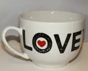 Home Essentials LOVE YOU MORE White Soup Mug Cup Latte Stoneware 16oz. Hearts