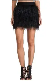 Seed Heritage Black Feather Mini Skirt Women's Size 6 - New