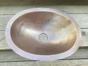 NEW - 17 inch, Under Counter Oval Hammered Copper Bathroom sink