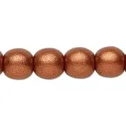 1 Std(100) Czech Pressed Glass Opaque Satin Copper Druk 4mm Round Beads
