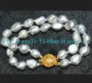Genuine Natural 9-10mm 2 Rows Gray Baroque Cultured Pearl Bracelet 7.5"