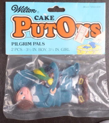 Thanksgiving Pilgrim Boy & Girl Vintag Wilton Caketops and Put Ons Cake Topper