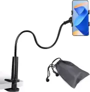 Gooseneck Phone Holder with Clamp Mount, for Bed, 360 Black
