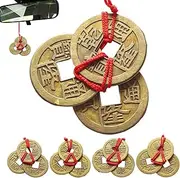 Ching c0ins - Five Emperors c0ins Pendant, Chinese Fortune Coin, Feng Shui Wealth Coin, Traditional Success Coin, Coin for Success, Red String Fortune Coin, Traditional Coin for Wealth And Success