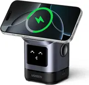UGREEN Uno Qi2 Certified 15W Wireless Charger Stand, 2-in-1 Foldable Charging Station Compatible with iPhone 16/15/14/13/12 Series, AirPods 2/3/4/Pro (No AC Adapter)