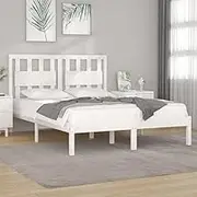Bed Furniture Bed Frame Without Mattress White Solid Wood 183x203 cm King