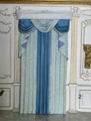 MINIATURE DOLLHOUSE 1:12 SCALE WINDOW CURTAIN #44 - BLUE