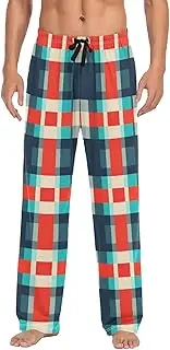 [WOIWB] Men’s Pajama Pants Colorful Plaid Lounge Pants with Pockets Drawstring Elastic Band S