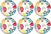 Abode Homewares by TarHong Audrey Floral Melamine Salad Plate, Set of 6, 8.1", Indoor/Outdoor