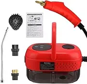 Handheld Steam Cleaner, 2500W Portable Steam Shot Machine with 1000ml Water Tank, 15s Heat-up Deep Cleaning Steamer for Home Car, 6-Level Temp, for Kitchen Bathroom Grout Furniture red